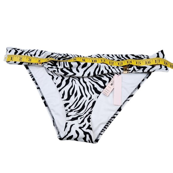 NWT Victoria Secret Swim Bikini Bottom White Black Animal Print Zebra Foldover - Picture 4 of 6